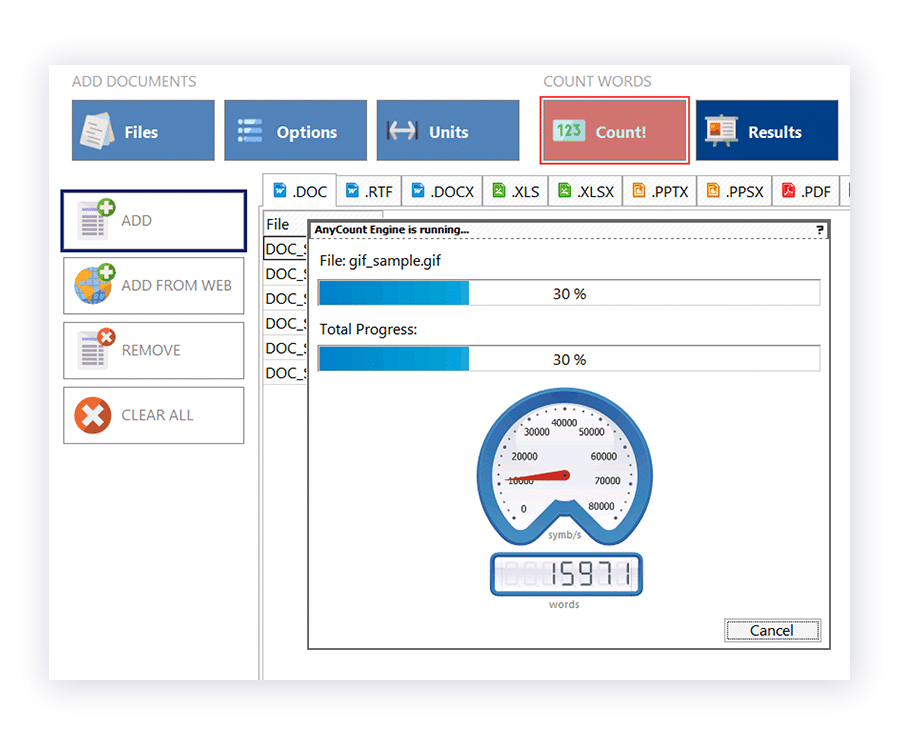 Use an utterly standalone word count, character count, and line count tool.