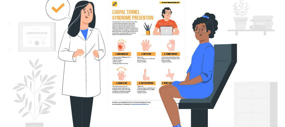 How can translators prevent carpal tunnel syndrome?