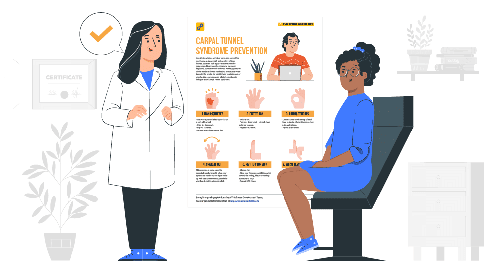 How can translators prevent carpal tunnel syndrome?